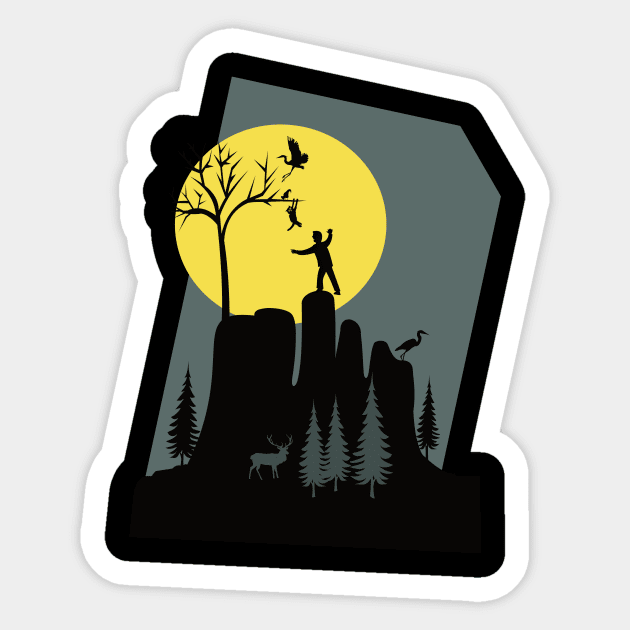 Cat in the moonlight Sticker by mypointink